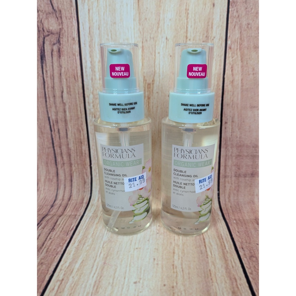 2 Physicians Formula Organic Wear Double Cleansing Oil - Rosehip Aloe Vera 4.2oz